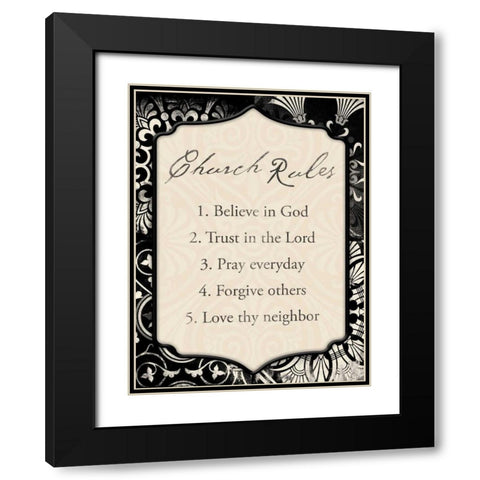 Church Rules Black Modern Wood Framed Art Print with Double Matting by Grey, Jace