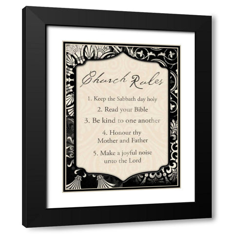 Church Rules mate Black Modern Wood Framed Art Print with Double Matting by Grey, Jace