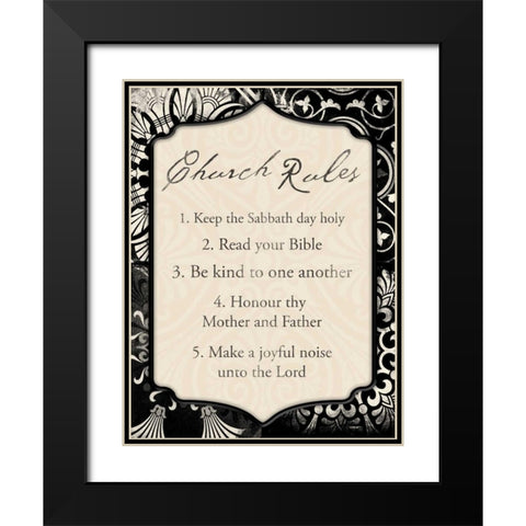 Church Rules mate Black Modern Wood Framed Art Print with Double Matting by Grey, Jace