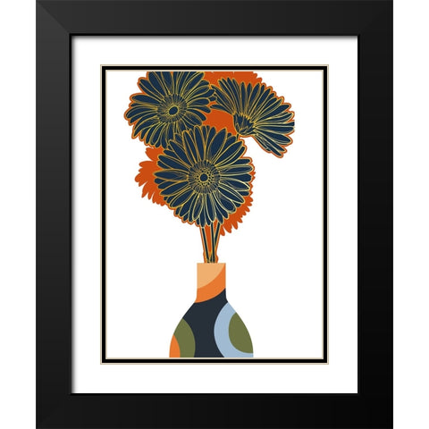 Pop Daisies Black Modern Wood Framed Art Print with Double Matting by Keith, Jesse
