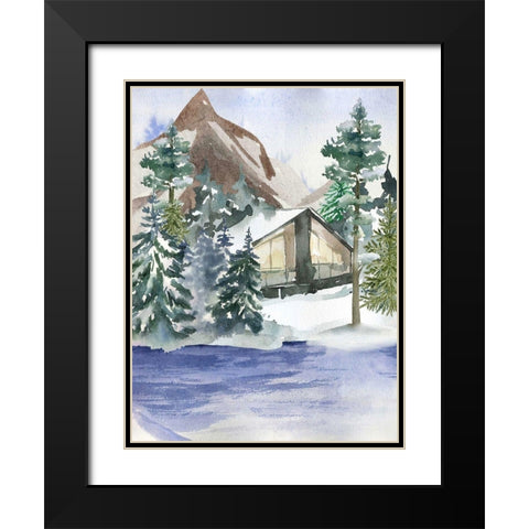 Hidden Cabin Black Modern Wood Framed Art Print with Double Matting by Keith, Jesse