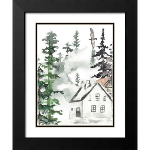 Snow Home Black Modern Wood Framed Art Print with Double Matting by Keith, Jesse