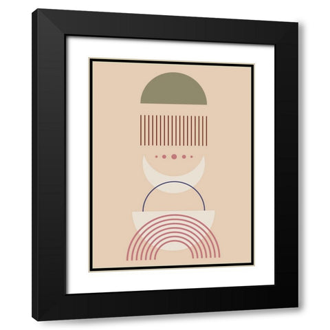 Abstract Moons Black Modern Wood Framed Art Print with Double Matting by Keith, Jesse