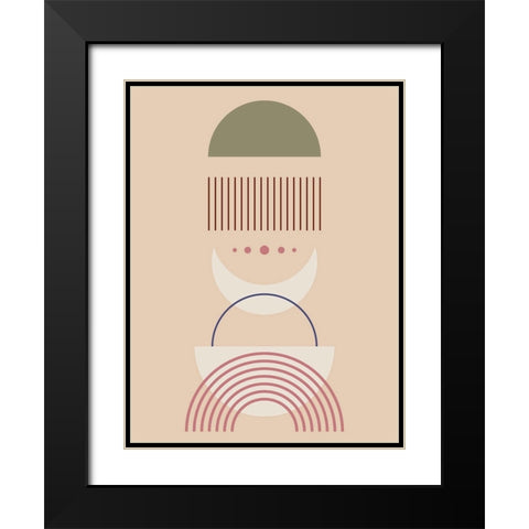 Abstract Moons Black Modern Wood Framed Art Print with Double Matting by Keith, Jesse