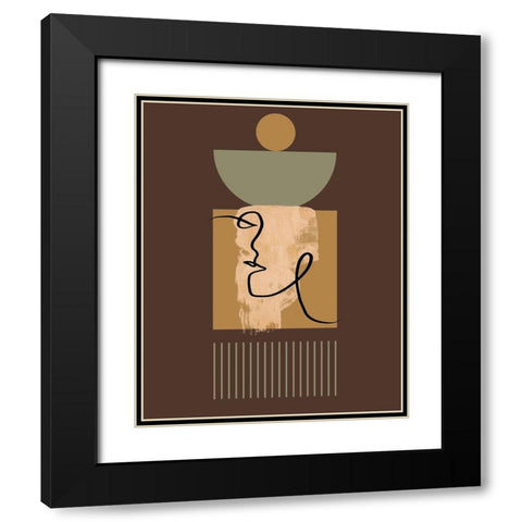 Abstract Taupe Black Modern Wood Framed Art Print with Double Matting by Keith, Jesse