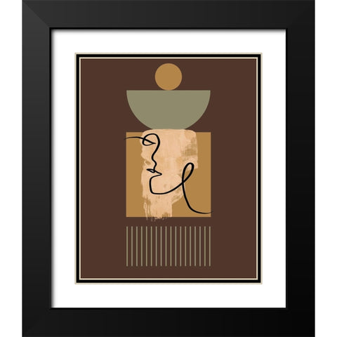 Abstract Taupe Black Modern Wood Framed Art Print with Double Matting by Keith, Jesse