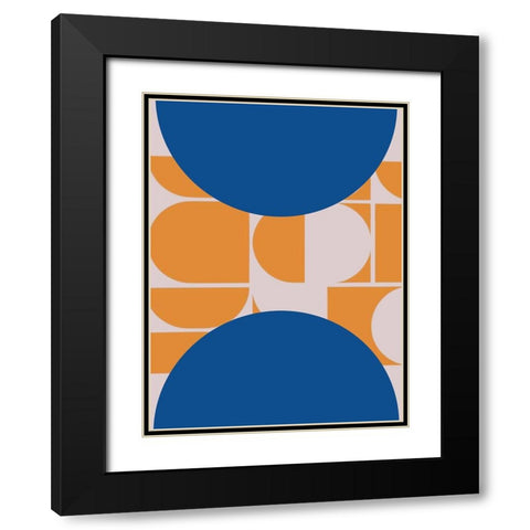 Navy Circles Black Modern Wood Framed Art Print with Double Matting by Keith, Jesse