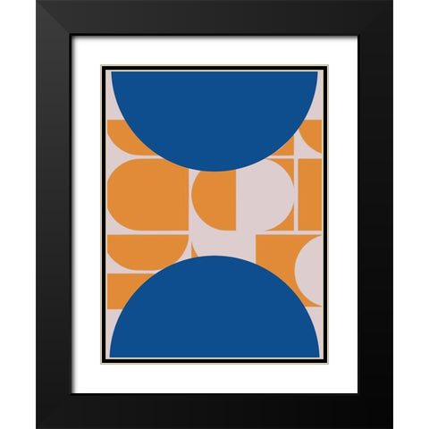Navy Circles Black Modern Wood Framed Art Print with Double Matting by Keith, Jesse