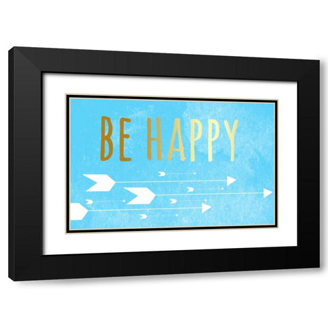 Be Happy Black Modern Wood Framed Art Print with Double Matting by Matic, Jelena