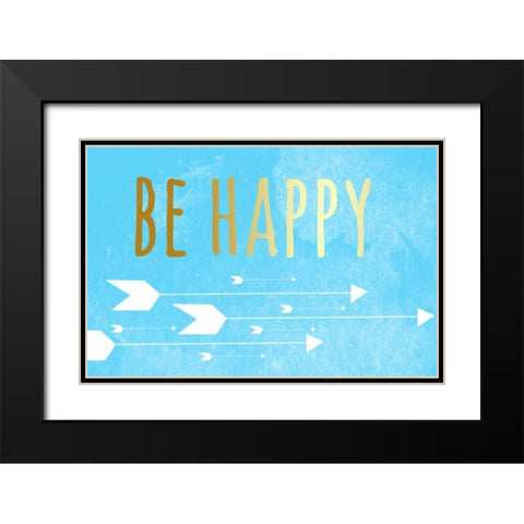 Be Happy Black Modern Wood Framed Art Print with Double Matting by Matic, Jelena