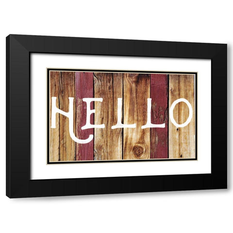 Hello Black Modern Wood Framed Art Print with Double Matting by Matic,Jelena
