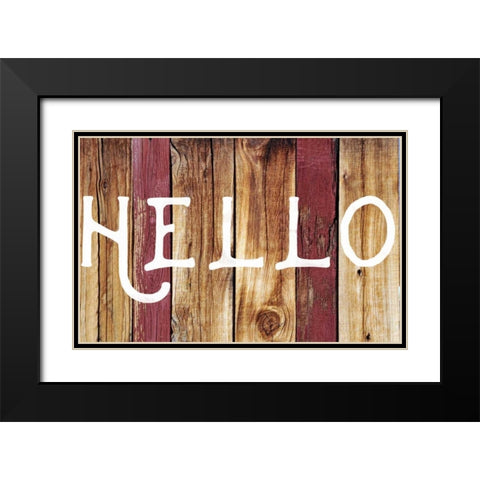 Hello Black Modern Wood Framed Art Print with Double Matting by Matic,Jelena