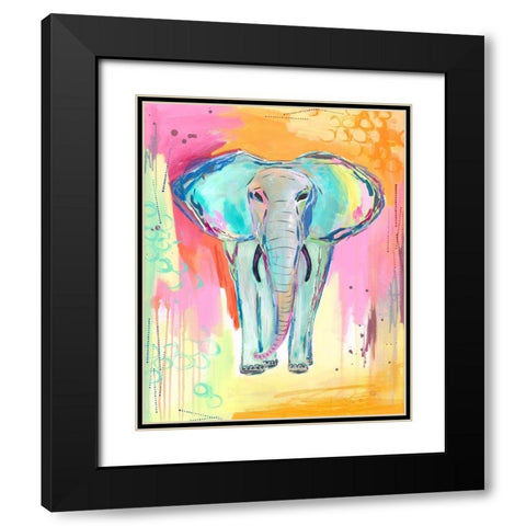 Tie Dye Elephant Black Modern Wood Framed Art Print with Double Matting by McCully, Jennifer