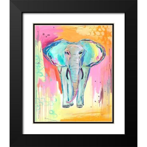 Tie Dye Elephant Black Modern Wood Framed Art Print with Double Matting by McCully, Jennifer