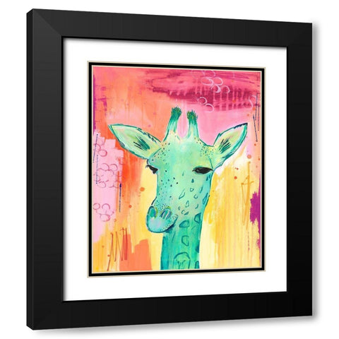 Tie Dye Giraffe Black Modern Wood Framed Art Print with Double Matting by McCully, Jennifer