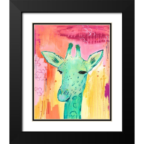 Tie Dye Giraffe Black Modern Wood Framed Art Print with Double Matting by McCully, Jennifer