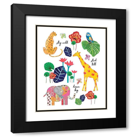 Jungle Map Black Modern Wood Framed Art Print with Double Matting by McCully, Jennifer