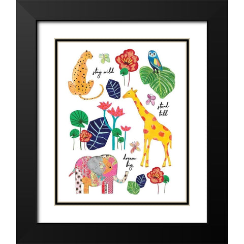 Jungle Map Black Modern Wood Framed Art Print with Double Matting by McCully, Jennifer