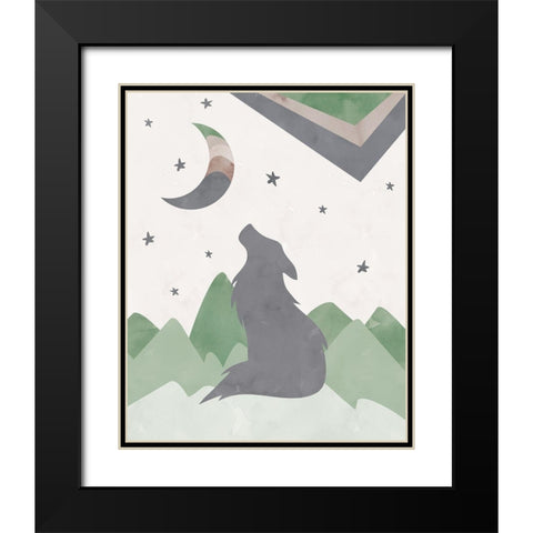 BlackWolf_Print Black Modern Wood Framed Art Print with Double Matting by McCully, Jennifer