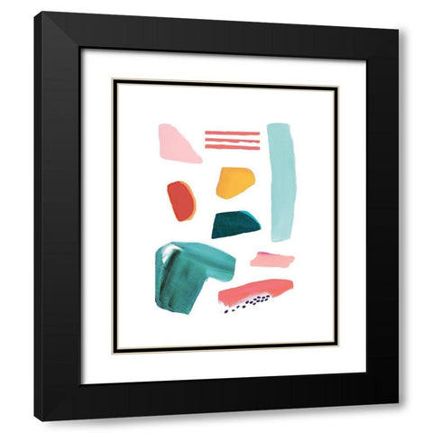 Organic Shapes Collage Black Modern Wood Framed Art Print with Double Matting by McCully, Jennifer