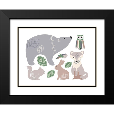 Forest_Friends Black Modern Wood Framed Art Print with Double Matting by McCully, Jennifer