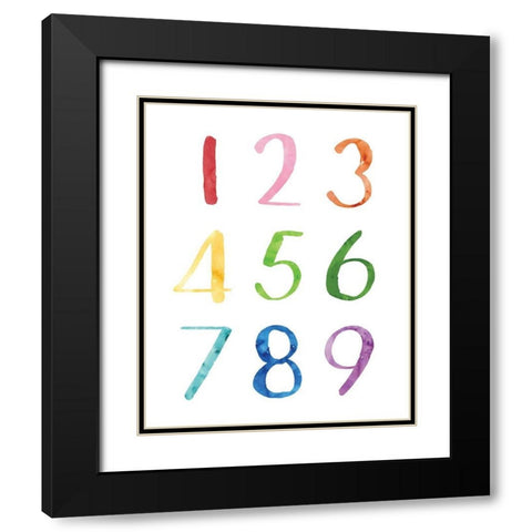 Watercolor Numbers Black Modern Wood Framed Art Print with Double Matting by McCully, Jennifer