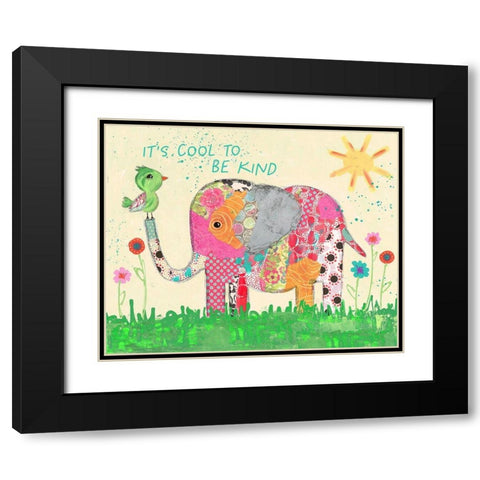 Cool To Be Kind Elephant Black Modern Wood Framed Art Print with Double Matting by McCully, Jennifer