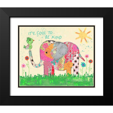 Cool To Be Kind Elephant Black Modern Wood Framed Art Print with Double Matting by McCully, Jennifer