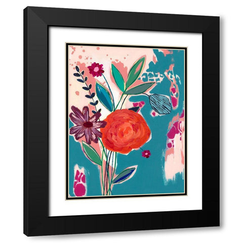 Torn Wallpaper Floral Black Modern Wood Framed Art Print with Double Matting by McCully, Jennifer