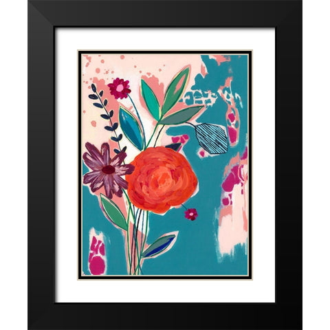 Torn Wallpaper Floral Black Modern Wood Framed Art Print with Double Matting by McCully, Jennifer