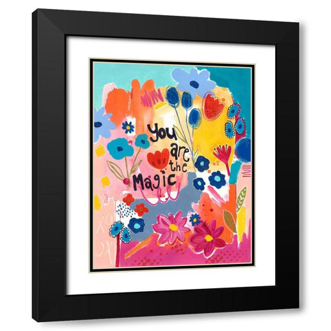 You Are The Magic Floral Black Modern Wood Framed Art Print with Double Matting by McCully, Jennifer