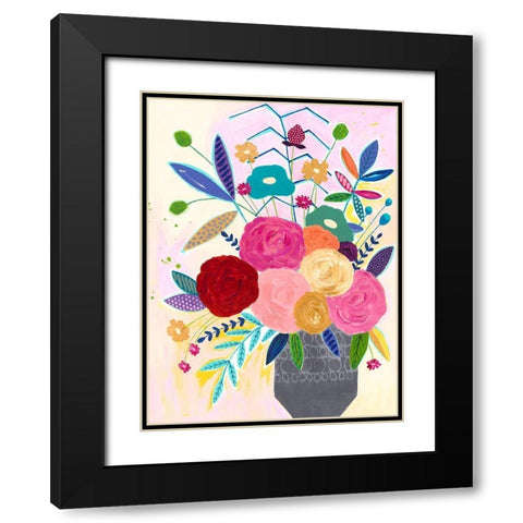 Cotton Candy Floral Black Modern Wood Framed Art Print with Double Matting by McCully, Jennifer