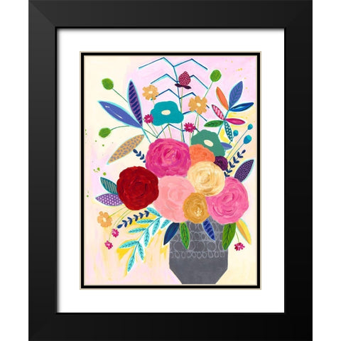 Cotton Candy Floral Black Modern Wood Framed Art Print with Double Matting by McCully, Jennifer