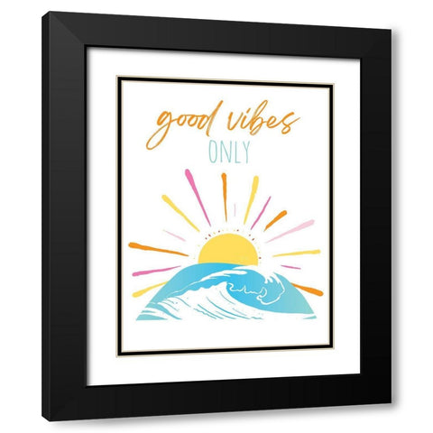 Good Vibes Only Rainbow Black Modern Wood Framed Art Print with Double Matting by McCully, Jennifer