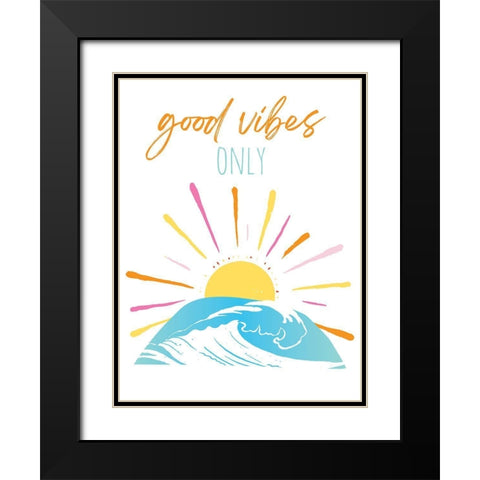 Good Vibes Only Rainbow Black Modern Wood Framed Art Print with Double Matting by McCully, Jennifer