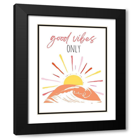 Good Vibes Only Pinks Black Modern Wood Framed Art Print with Double Matting by McCully, Jennifer