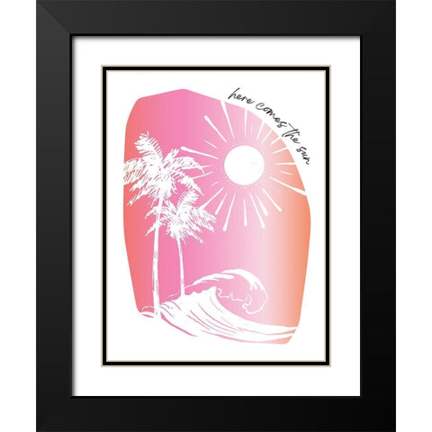 Here Comes The Sun Pinks Black Modern Wood Framed Art Print with Double Matting by McCully, Jennifer