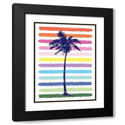 Rainbow Palm Tree Black Modern Wood Framed Art Print with Double Matting by McCully, Jennifer