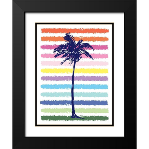 Rainbow Palm Tree Black Modern Wood Framed Art Print with Double Matting by McCully, Jennifer