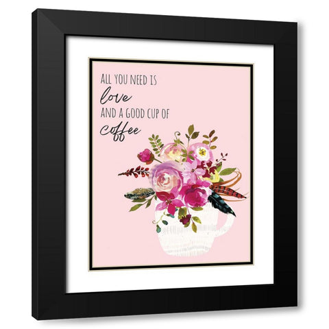 Love And Good Coffee 2 Black Modern Wood Framed Art Print with Double Matting by McCully, Jennifer