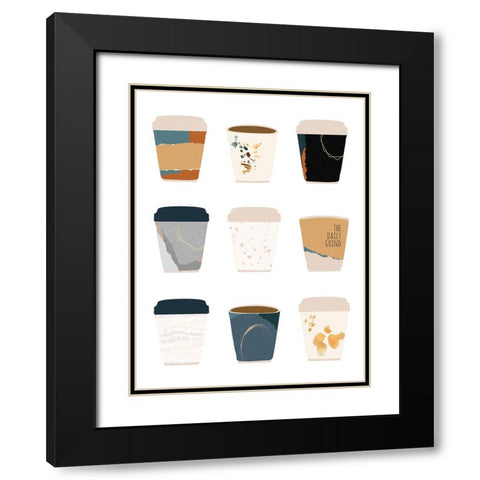 To Go Coffee Cup Variety Black Modern Wood Framed Art Print with Double Matting by McCully, Jennifer
