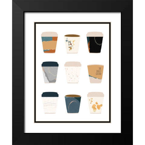 To Go Coffee Cup Variety Black Modern Wood Framed Art Print with Double Matting by McCully, Jennifer