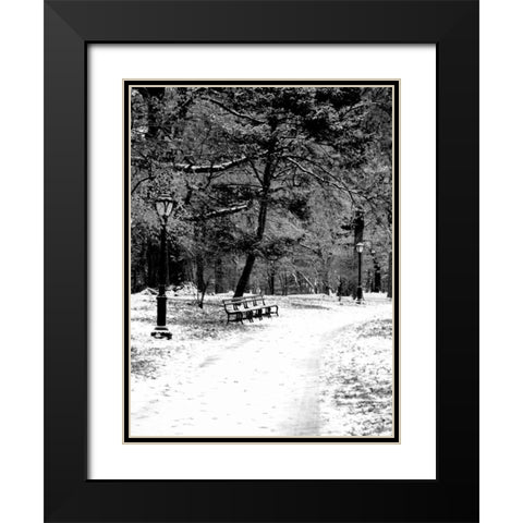 Central Park Snowy Scene 2 Black Modern Wood Framed Art Print with Double Matting by Grey, Jace
