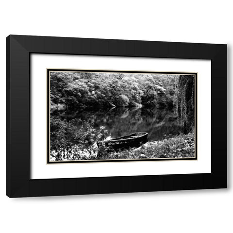 Central Park Rowboat Black Modern Wood Framed Art Print with Double Matting by Grey, Jace