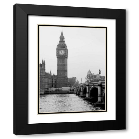 London Big Ben Black Modern Wood Framed Art Print with Double Matting by Grey, Jace