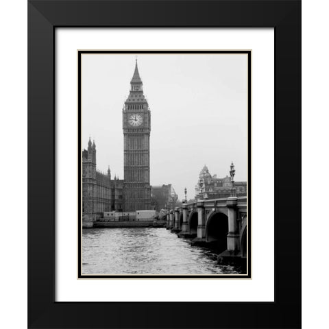 London Big Ben Black Modern Wood Framed Art Print with Double Matting by Grey, Jace