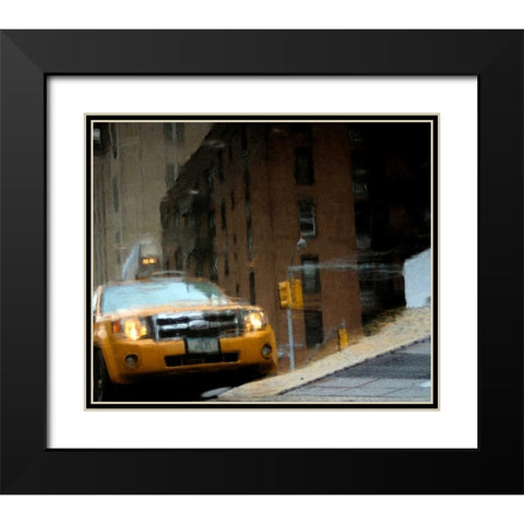 NYC Taxi Puddle 0643 E Black Modern Wood Framed Art Print with Double Matting by Pica, Jeff