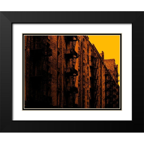Fire Escapes Black Modern Wood Framed Art Print with Double Matting by Pica, Jeff