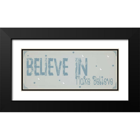 Believe Make Believe Blue Black Modern Wood Framed Art Print with Double Matting by Shannon, Julie