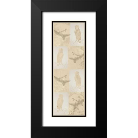 Cream Owl Silhouette Black Modern Wood Framed Art Print with Double Matting by Allen, Kimberly